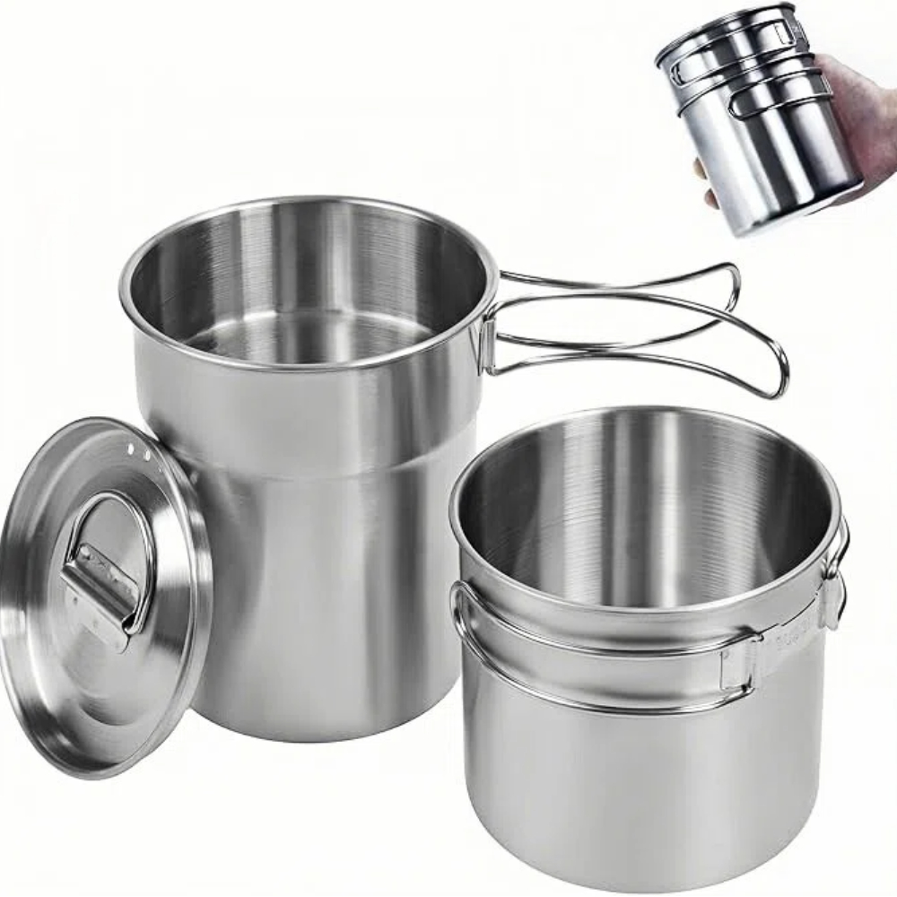 Camping Cooking Set - Tazze pieghevoli da campeggio, pentole da