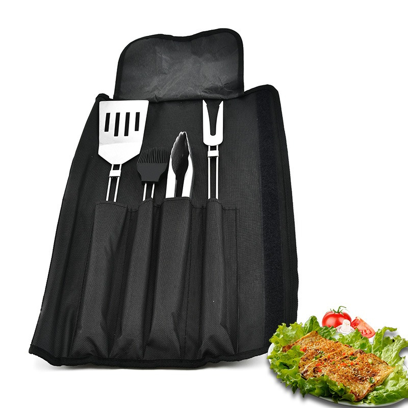 Camping Cooking Set With Bag - Set di 4 Utensili per Barbecue