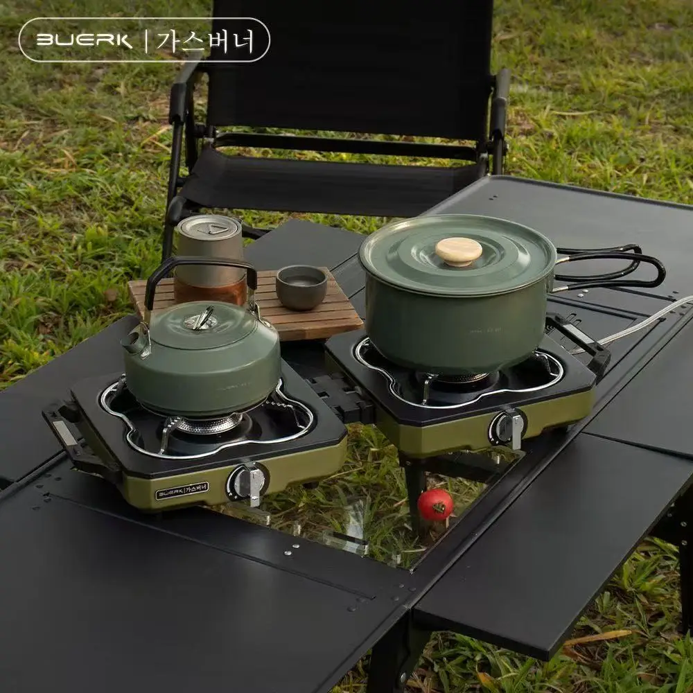 Camping Cooking Set Stainless Steel - BUERK Fornello da campeggio Doppio bruciatore