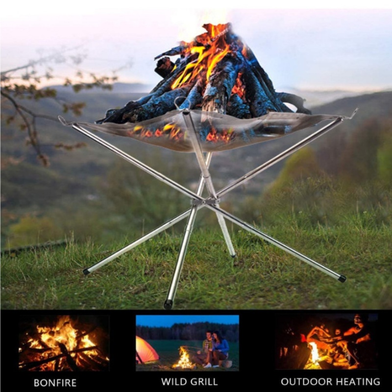 Campfire Cooking - Griglia Portatile per Barbecue all'Aperto, Supporto