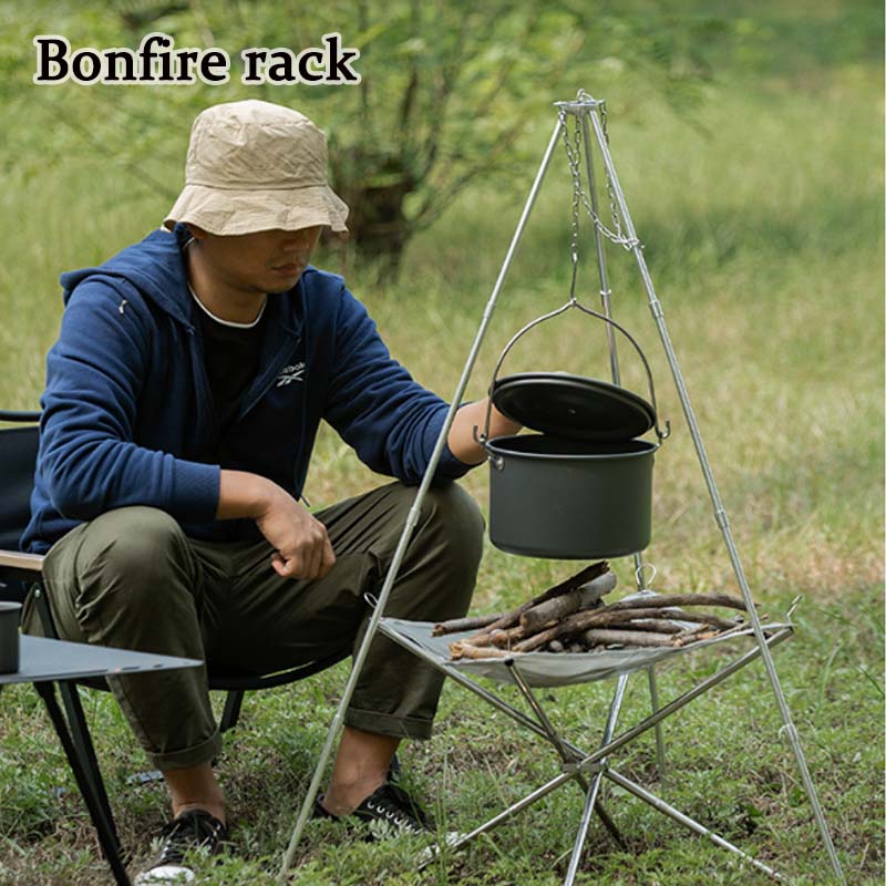 Camping Hanging Cooking Pot - Campeggio falò treppiede supporto triangolo portatile