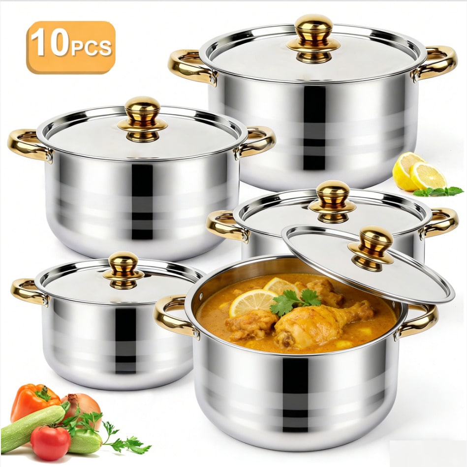 Camping Cooking Tool Set - Set di pentole in acciaio inossidabile,