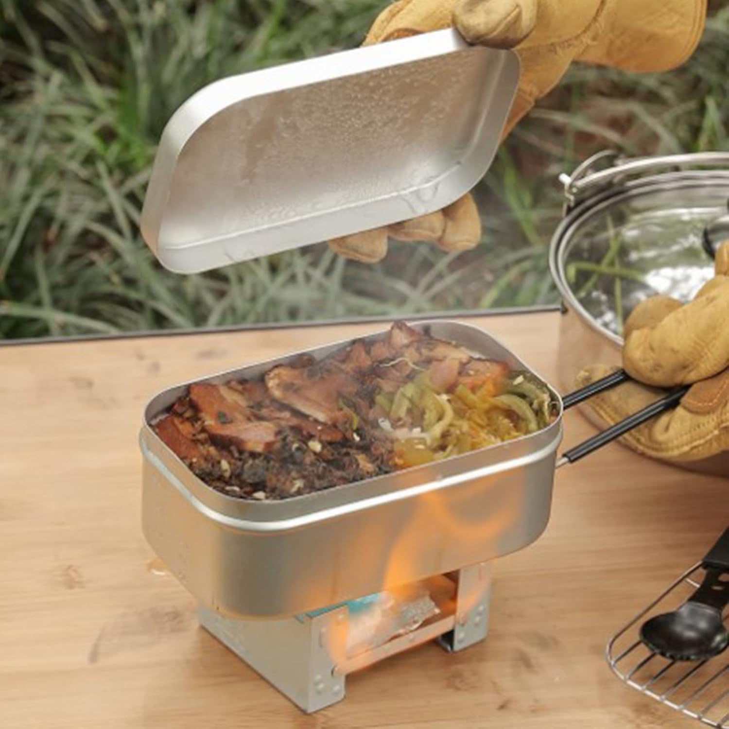 Camping Cooking Dishes - Maniglia pieghevole per Bento Box, contenitore