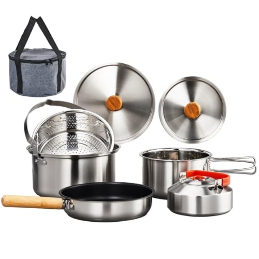 Set di pentole da campeggio, k - Camping Cooking Set With Bag recensione e prezzo
