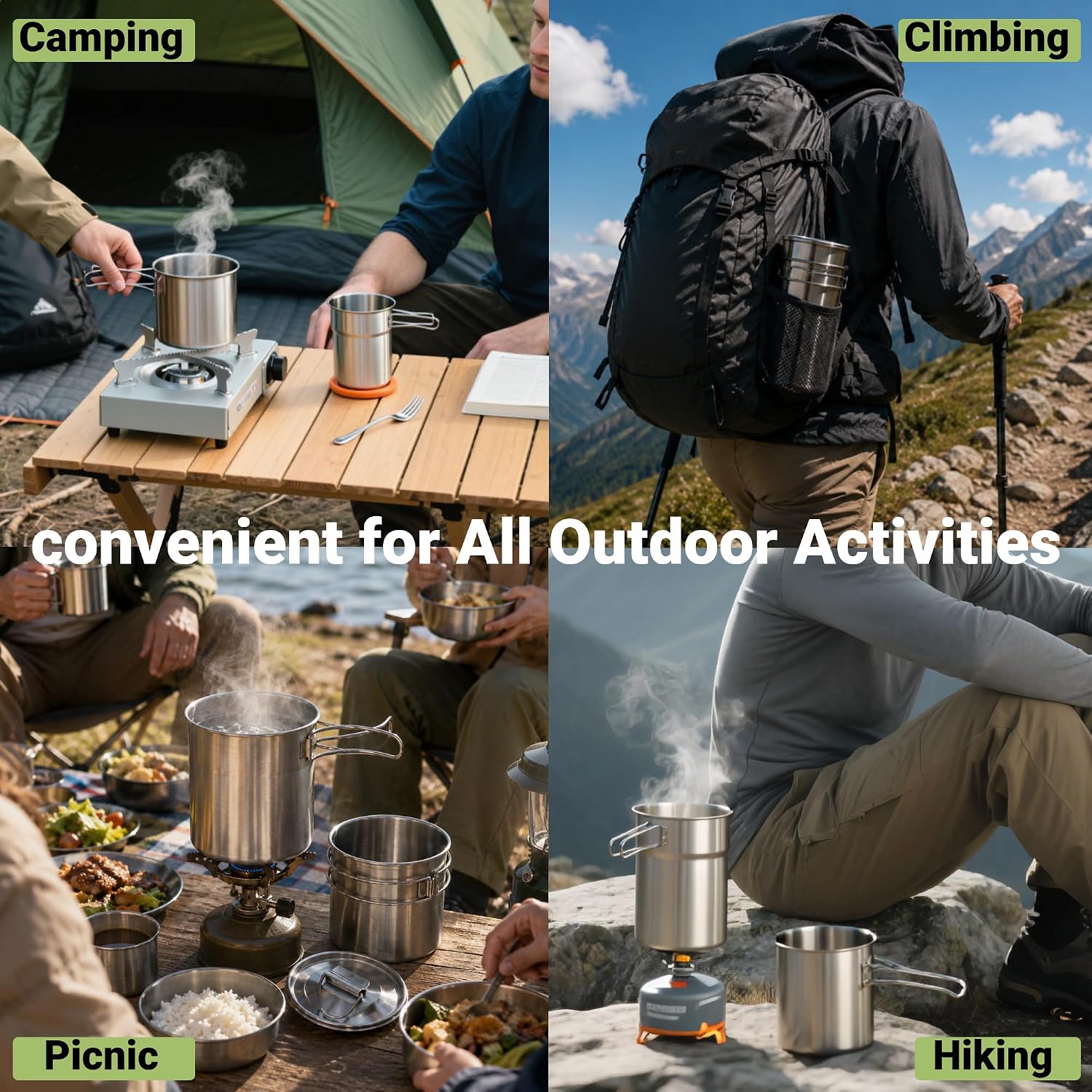 Tazze pieghevoli da campeggio, - Camping Cooking Set recensione e prezzo