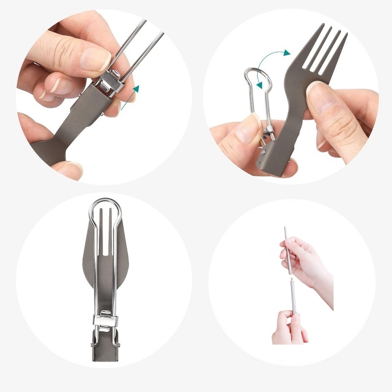 Set di Posate Pieghevoli in Ti - Camping Cooking And Eating recensione e prezzo