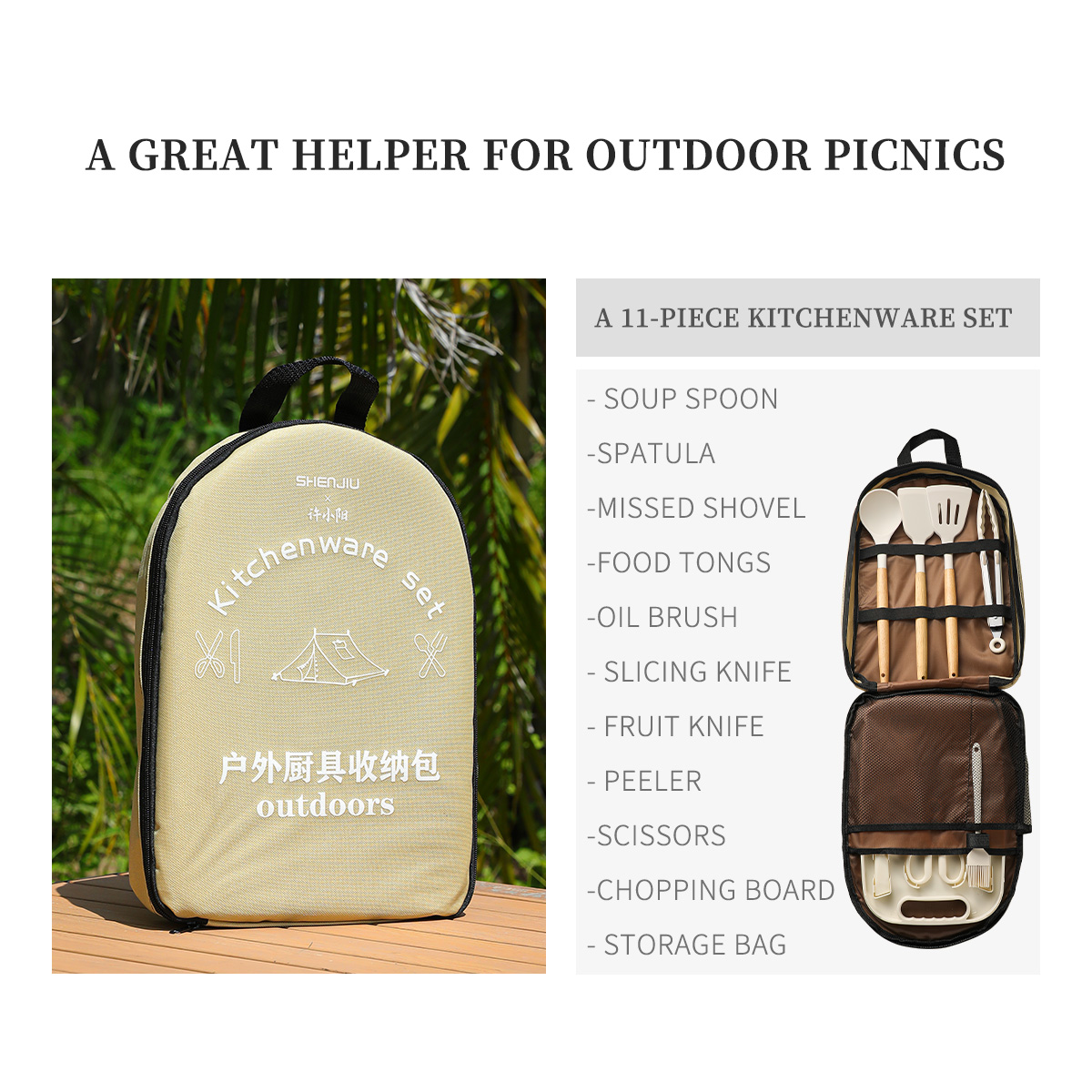 Set da picnic portatile all'ap - Camping Cooking Tool Set recensione e prezzo